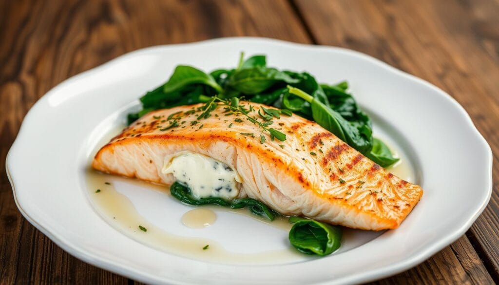 salmon and spinach dish salmon and spinach dish